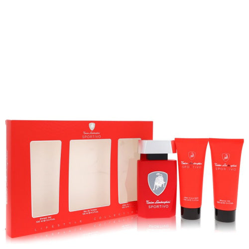 Lamborghini Sportivo by Tonino LamborghiniGift Set -- 4.2 oz Eau De Toilette Spray + 3.4 oz Shower Gel + 3.4 oz After Shave BalmMen(cologne, perfume, fragrance)