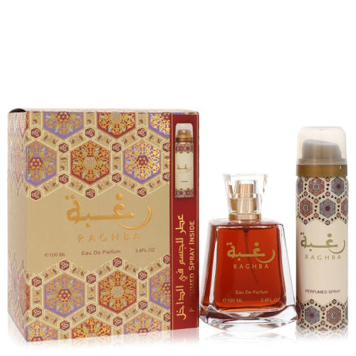 Lattafa Raghba   by LattafaEau De Parfum Spray Plus 1.7 oz Deodorant Spray 3.4 ozMen(cologne, perfume, fragrance)