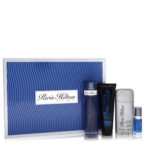 Paris Hilton by Paris HiltonGift Set -- 3.4 oz  Eau De Toilette Spray + 3 oz Body Wash + 2.75 oz Deodorant Stick + .25 Mini EDT SprayMen(cologne, perfume, fragrance)