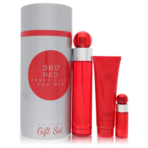 Perry Ellis 360 Red by Perry EllisGift Set -- 3.4 oz Eau De Toilette Spray + .25 oz Mini EDT Spray + 3 oz Shower Gel in Tube BoxMen(cologne, perfume, fragrance)