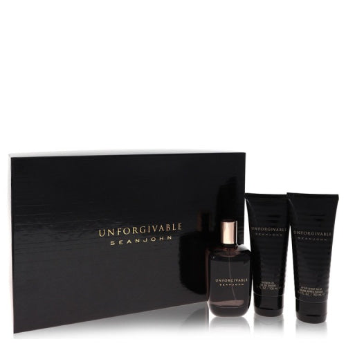 Unforgivable by Sean JohnGift Set -- 4.2 oz Eau De Toilette Spray + 3.4 oz Shower Gel + 3.4 oz After Shave BalmMen(cologne, perfume, fragrance)