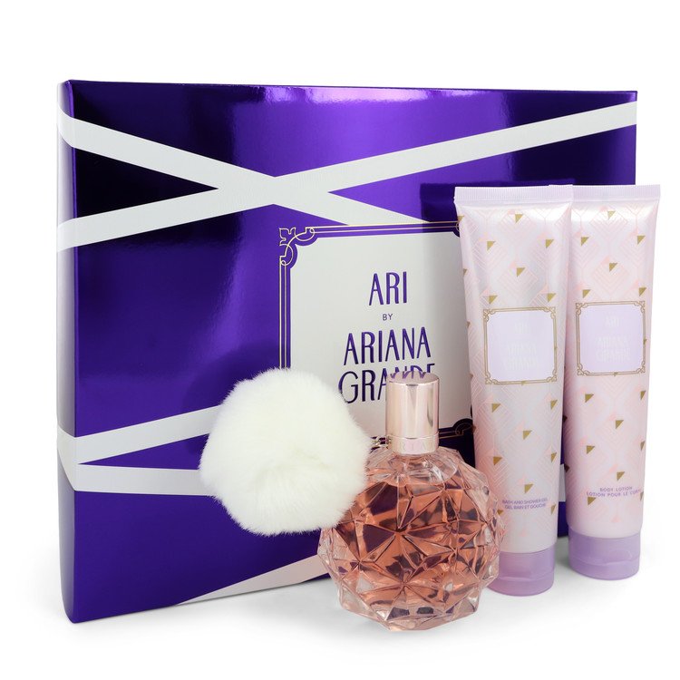 Ari Gift Set By Ariana Grande 3.4 oz Eau De Parfum Spray + 3.4 oz Body Lotion + 3.4 oz  Shower Gel