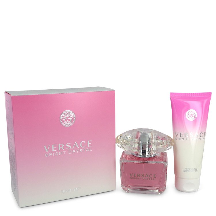 Bright Crystal Gift Set By Versace 3 oz Eau De Toilette Spray + 3.4 oz Body Lotion