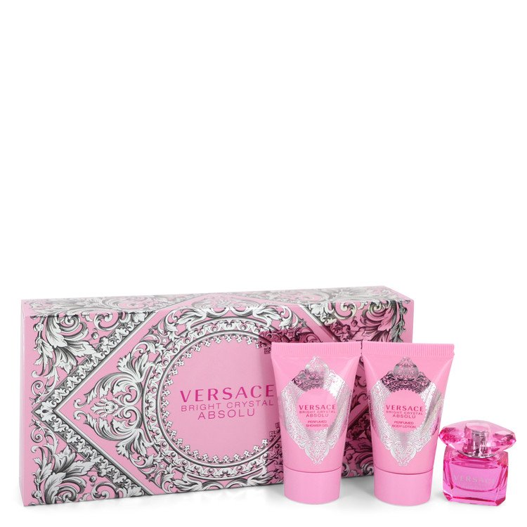 Bright Crystal Absolu Gift Set By Versace 0.17 oz Mini EDP + 0.8 oz Body Lotion + 0.8 oz Shower Gel