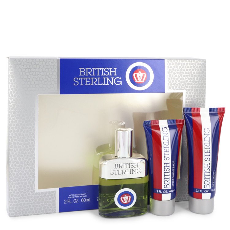 British Sterling Gift Set By Dana 2.5 oz Cologne Spray + 2.5 oz Body Wash + 2 oz After Shave Balm