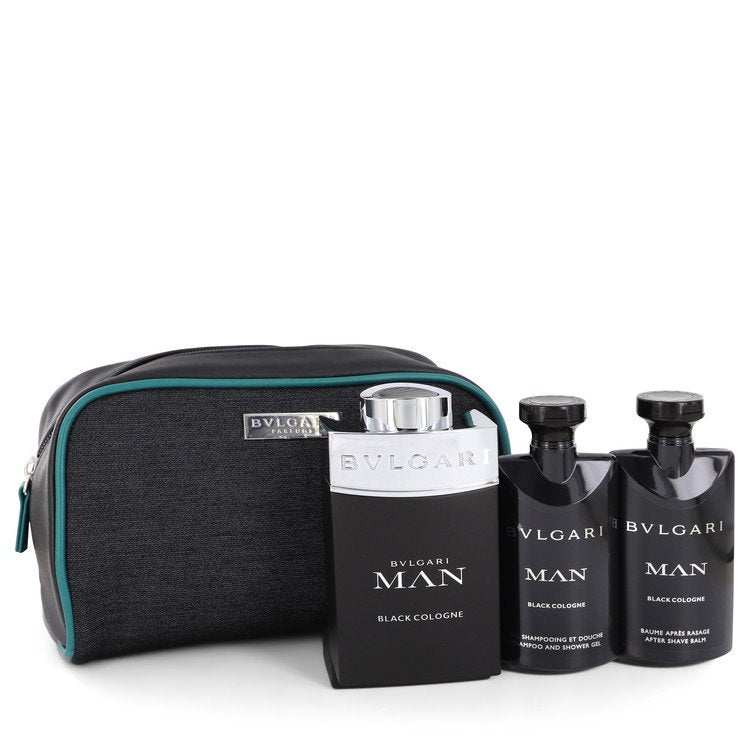 Bvlgari Man Black Cologne Gift Set By Bvlgari 3.4 oz Eau De Toilette Spray + 2.5 oz After Shave Balm + 2.5 oz Shower Gel in Pouch