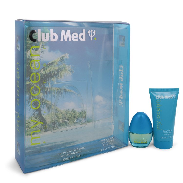 Club Med My Ocean Gift Set By Coty .33 oz Mini EDT Spray + 1.85 oz Body Lotion