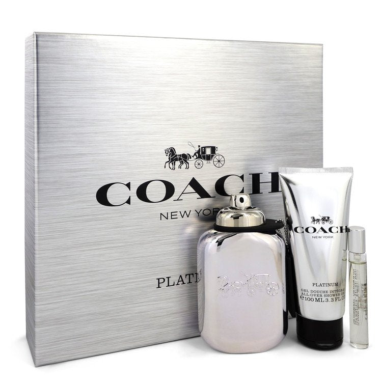 Coach Platinum Gift Set By Coach 3.3 oz Eau De Parfum Spray + 3.3 oz Shower Gel + .25 oz Mini EDP Spray
