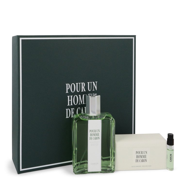 Caron Pour Homme Gift Set By Caron 4.2 oz Eau De Toilette Spray + 3.3 oz Soap + .06 oz Vial (sample)