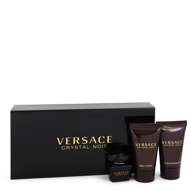 Crystal Noir Gift Set By Versace .17 oz Mini EDT + .8 oz Shower Gel + .8 oz Body Lotion