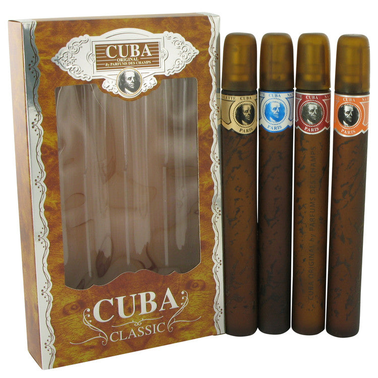 Cuba Blue Gift Set By Fragluxe Cuba Variety Set includes All Four 1.15 oz Sprays, Cuba Red, Cuba Blue, Cuba Gold and Cuba Orange