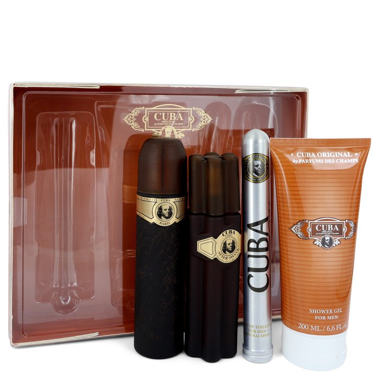 Cuba Gold Gift Set By Fragluxe 3.3 oz Eau De Toilette Spray + 1.17 oz Eau De Toilette Spray + 3.3 oz After Shave + 6.7 oz Shower Gel