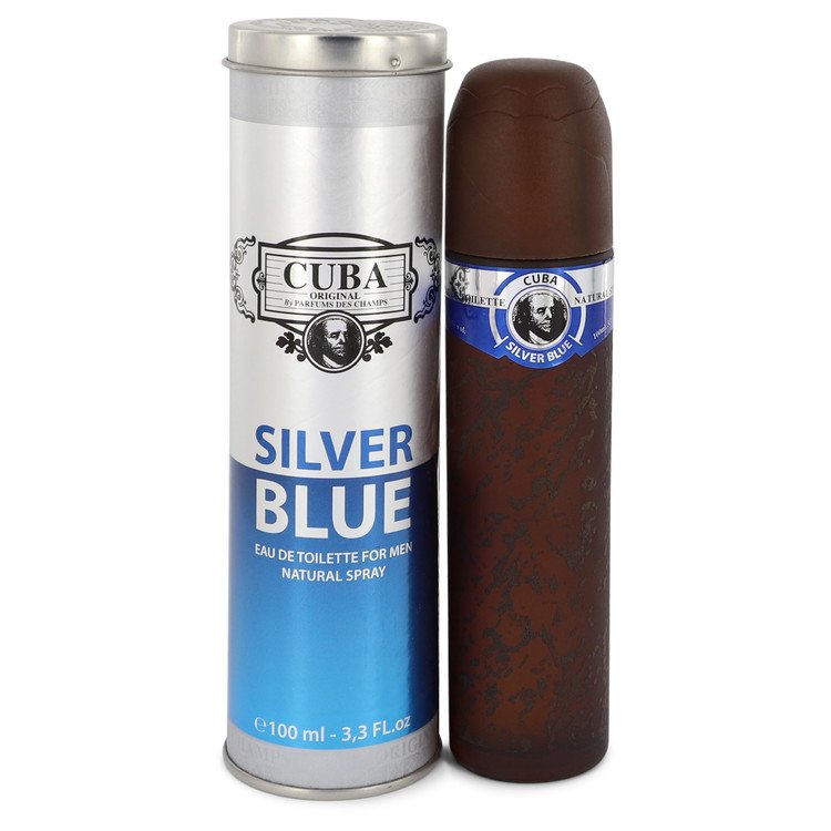 Cuba Silver Blue Eau De Toilette Spray By Fragluxe 3.3 oz Eau De Toilette Spray