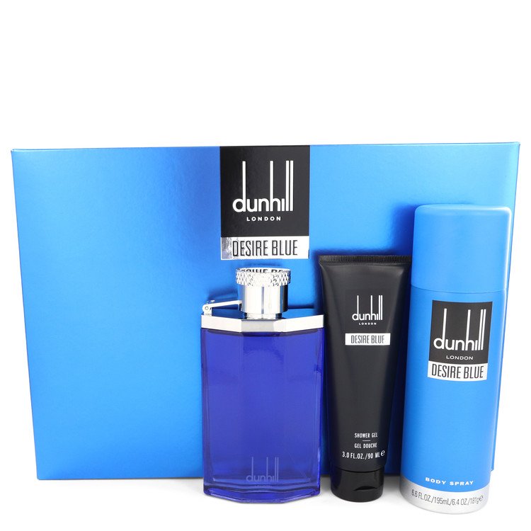 Desire Blue Gift Set By Alfred Dunhill 3.4 oz Eau De Toilette Spray + 3 oz Shower Gel + 6.4 oz Body Spray