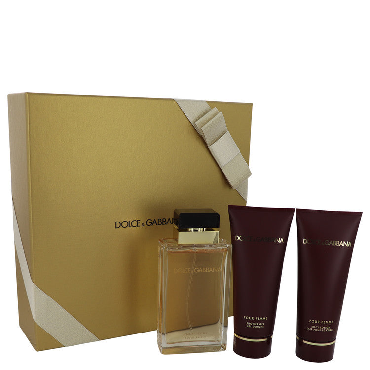 Dolce & Gabbana Pour Femme Gift Set By Dolce & Gabbana 3.4 oz Eau De Parfum Spray + 3.4 oz Shower Gel + 3.4 oz Body Lotion