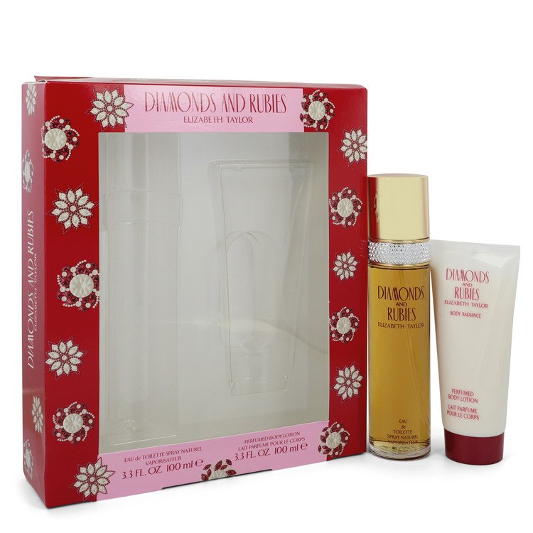 Diamonds & Rubies Gift Set By Elizabeth Taylor 3.3 oz Eau De Toilette Spray + 3.3 oz Body Lotion