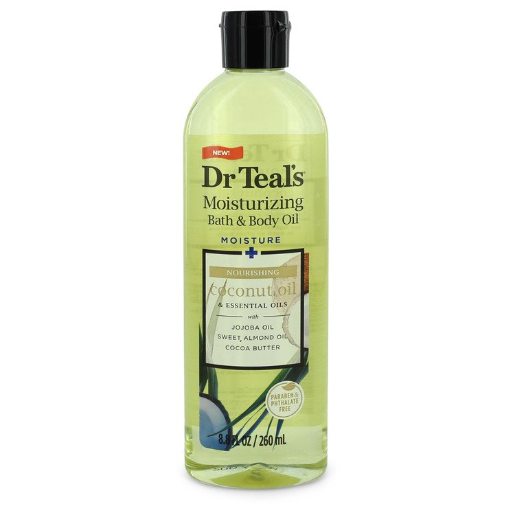 Dr Teal's Moisturizing Bath & Body Oil Nourishing Coconut Oil with Essensial Oils, Jojoba Oil, Sweet Almond Oil and Cocoa Butter By Dr Teal's 8.8 oz Nourishing Coconut Oil with Essensial Oils, Jojoba Oil, Sweet Almond Oil and Cocoa Butter