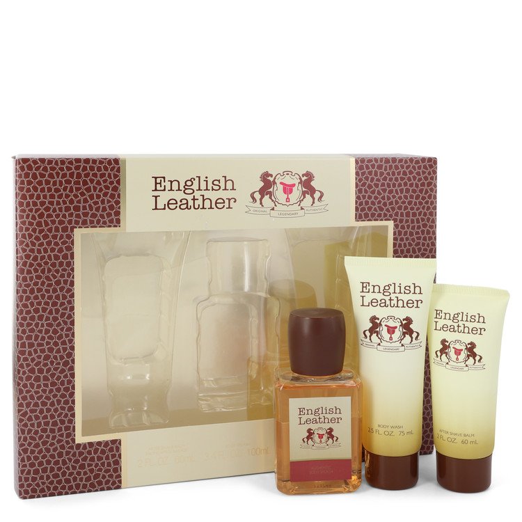 English Leather Gift Set By Dana 3.4 oz Cologne Body Spash + 2 oz After Shave Balm + 2.5 oz Body Wash