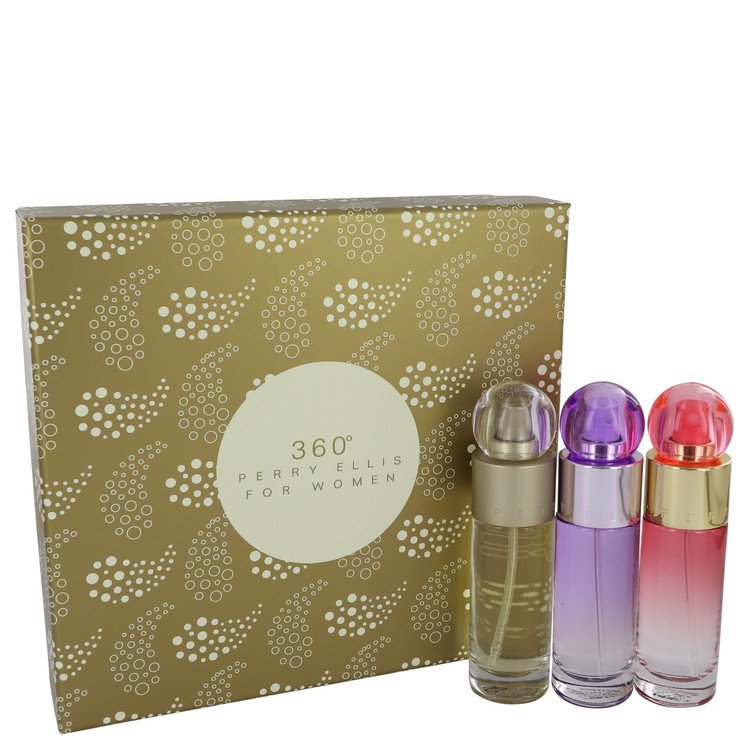 Perry Ellis 360 Gift Set By Perry Ellis 1 oz Perry Ellis 360 EDT Spray + 1 oz Perry Ellis 360 Coral EDP Spray + 1 oz Perry Ellis 360 Purple EDP Spray