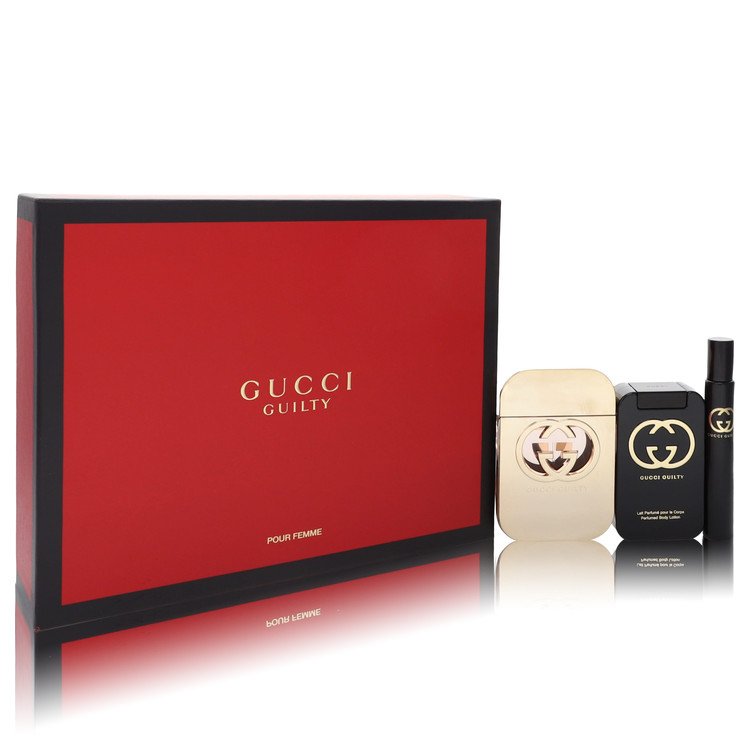 Gucci Guilty Pour Femme Gift Set By Gucci 2.5 oz Eau De Toilette Spray + 3.3 oz Body Lotion + 0.25  Mini EDT Spray