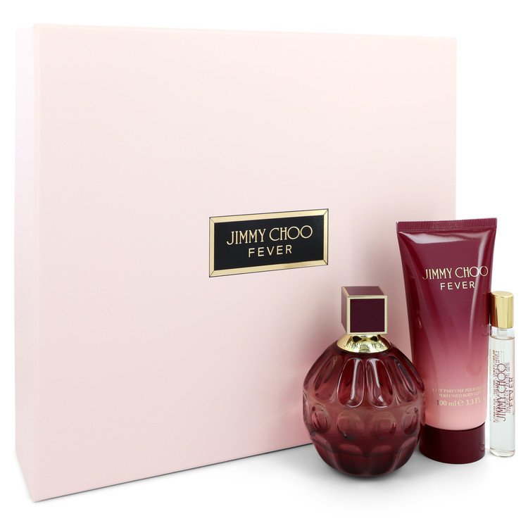 Jimmy Choo Fever Gift Set By Jimmy Choo 3.3 oz Eau De Parfum Spray + 0.25 oz Mini EDP Spray + 3.3 oz Body Lotion