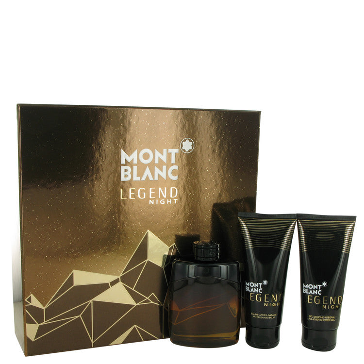 Montblanc Legend Night Gift Set By Mont Blanc 3.3 oz Eau De Parfum Spray + 3.3 oz After Shave Balm + 3.3 oz Shower Gel