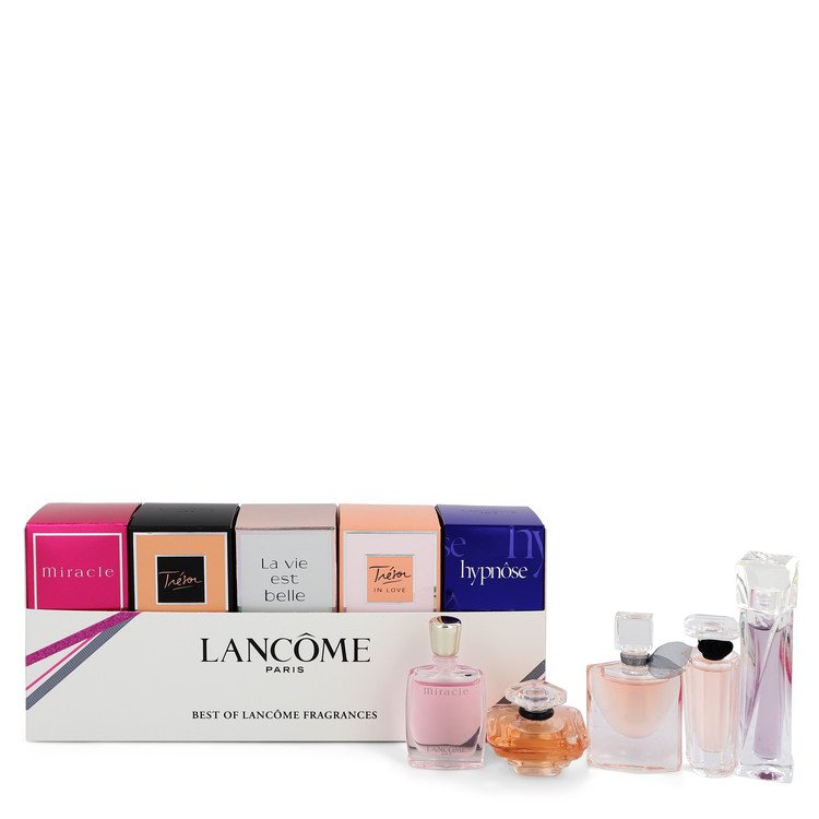 Miracle Gift Set By Lancome Best of Lancome Gift Set Includes Miracle, Tresor, La Vie Est Belle, Tresor in Love and Hypnose all are .16 oz Eau De Parfum. Tresor is .25 oz Eau De Parfum.