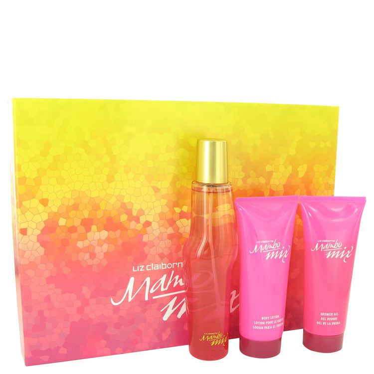 Mambo Mix Gift Set By Liz Claiborne 3.4 oz Eau De Parfum Spray + 3.4 oz Body Lotion + 3.4 oz Shower Gel
