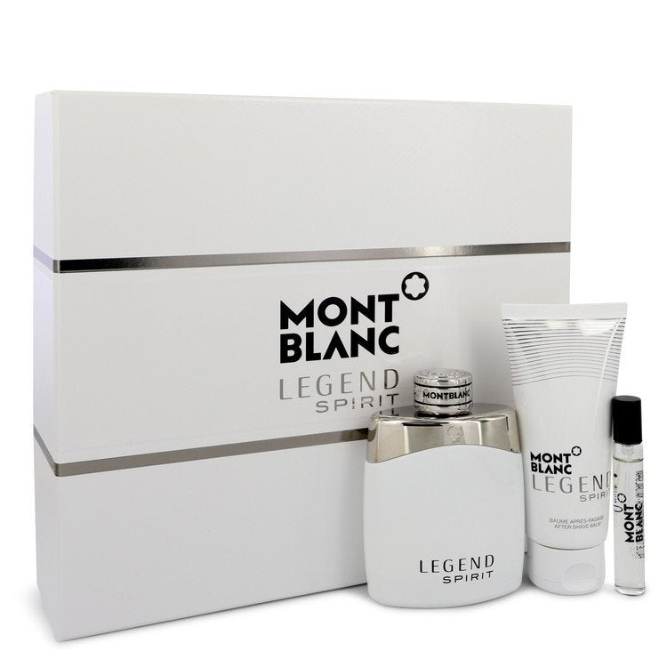 Montblanc Legend Spirit Gift Set By Mont Blanc 3.3 oz Eau De Toilette Spray + 0.25 oz Mini EDT Spray + 3.3 oz Aftershave Balm