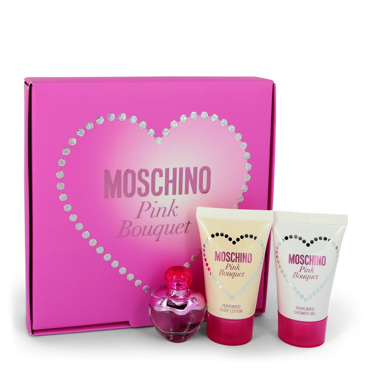 Moschino Pink Bouquet Gift Set By Moschino .17 oz Mini EDT + 0.8 oz Body Lotion + 0.8 oz Shower Gel