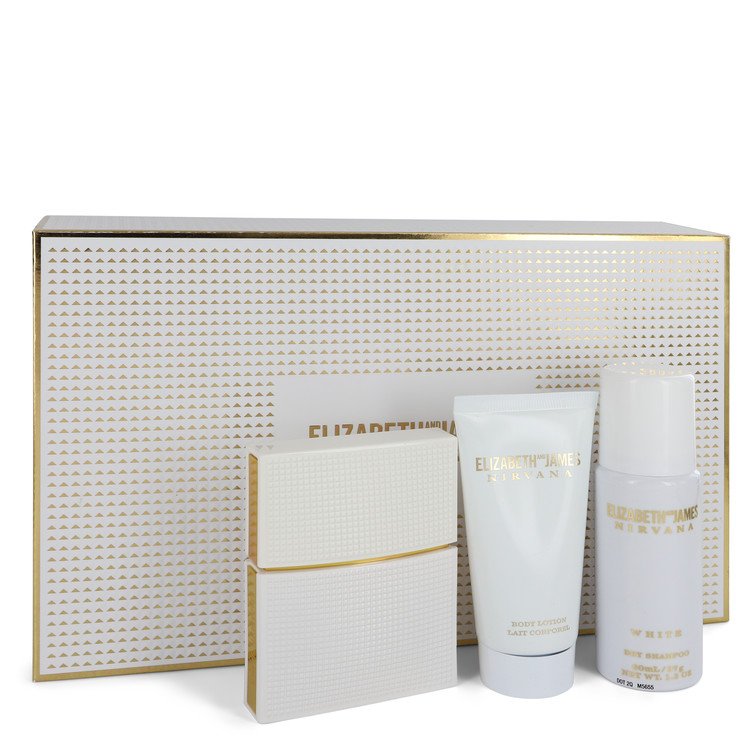 Nirvana White Gift Set By Elizabeth And James 1 oz Eau De Parfum Spray + 1.7 oz Body Lotion + 1.3 oz Dry Shampoo
