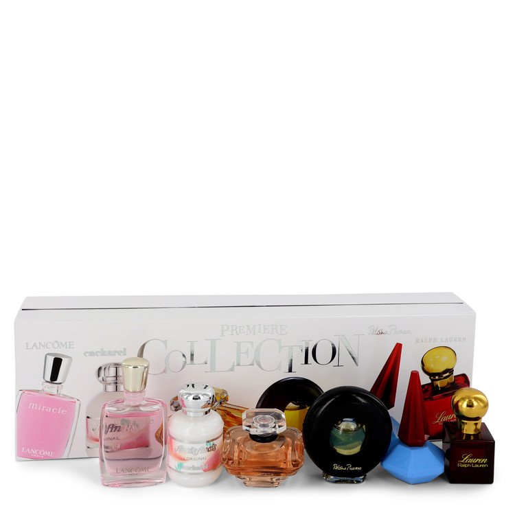 Paloma Picasso Gift Set By Paloma Picasso Premiere Collection Set Includes Miracle, Anais Anais, Tresor, Paloma Picasso, Lou Lou and Lauren all are travel size minis.