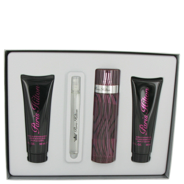 Paris Hilton Gift Set By Paris Hilton 3.4 oz Eau De Parfum Spray + 3 oz Body Lotion + 3 oz Shower Gel + .34 oz  Mini EDP Spray