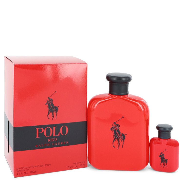 Polo Red Gift Set By Ralph Lauren 4.2 oz Eau De Toilette Spray + 0.5 oz Mini EDT