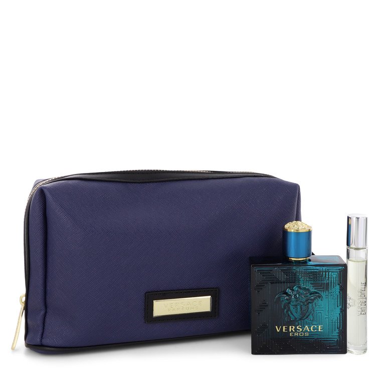 Versace Eros Gift Set By Versace 3.4 oz Eau De Toilette Spray + 0.3 oz Mini EDT Spray in Pouch