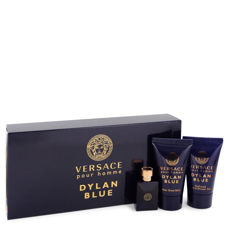 Versace Pour Homme Dylan Blue Gift Set By Versace 0.17 oz Mini EDT + 0.8 oz After Shave Balm + 0.8 oz Shower Gel