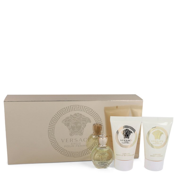 Versace Eros Gift Set By Versace .17 oz Mini EDP + .8 oz Shower Gel + .8 oz Body Lotion