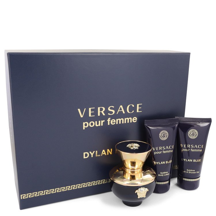 Versace Pour Femme Dylan Blue Gift Set By Versace 1.7 oz Eau De Parfum Spray + 1.7 oz Body Lotion + 1.7 oz Shower Gel